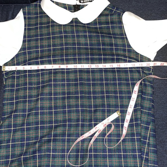 ALLEGRA K LONG SLEEVE PETER PAN COLOR GREEN/BLUE PLAID DRESS - Picture 9 of 13